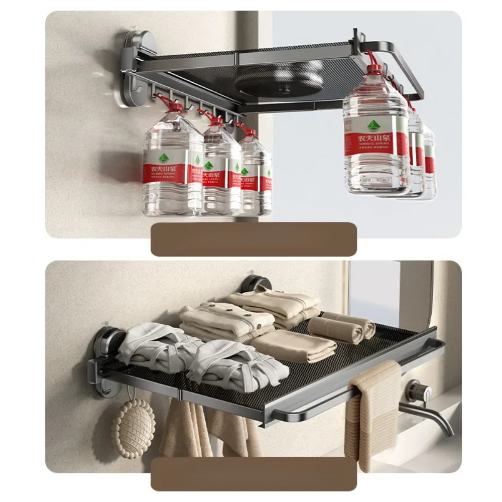 Bathroom Suction Cup Telescopic Bath Towel Rack Towel  Toilet  No Punching