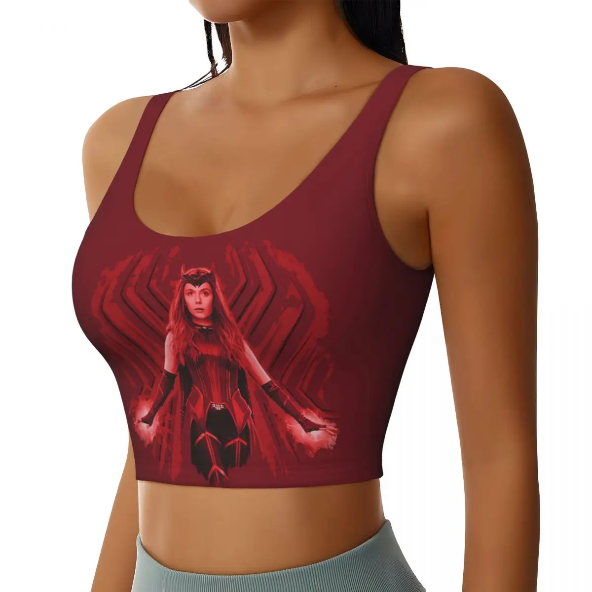 Custom Women's Scarlet Witch Graphic Sports Bra High Impact Gym Workout Running Crop Tank Tops