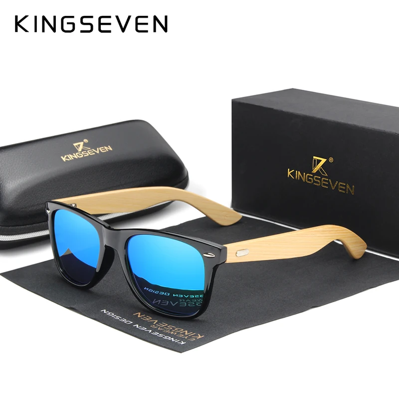 

KINGSEVEN Bamboo Polarized Sunglasses Men Wooden Sun glasses Women Brand Designer Original Wood Glasses Oculos de sol masculino