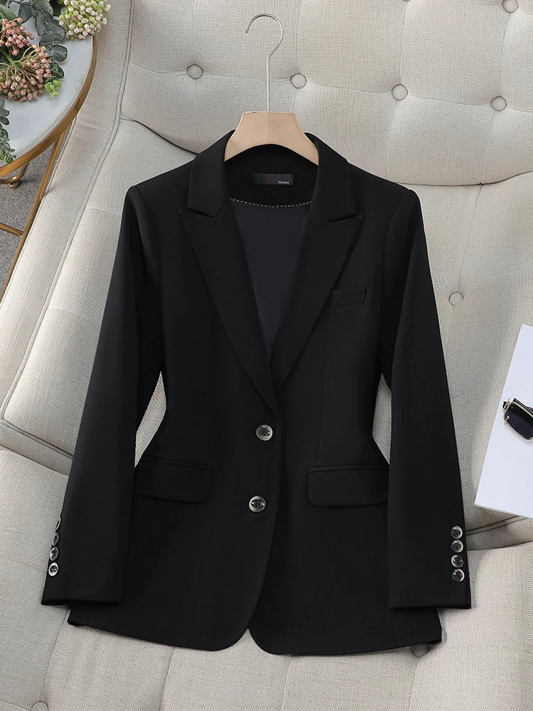 Moda autunno inverno donna blazer nero beige kaki femminile manica lunga monopetto giacca casual da donna