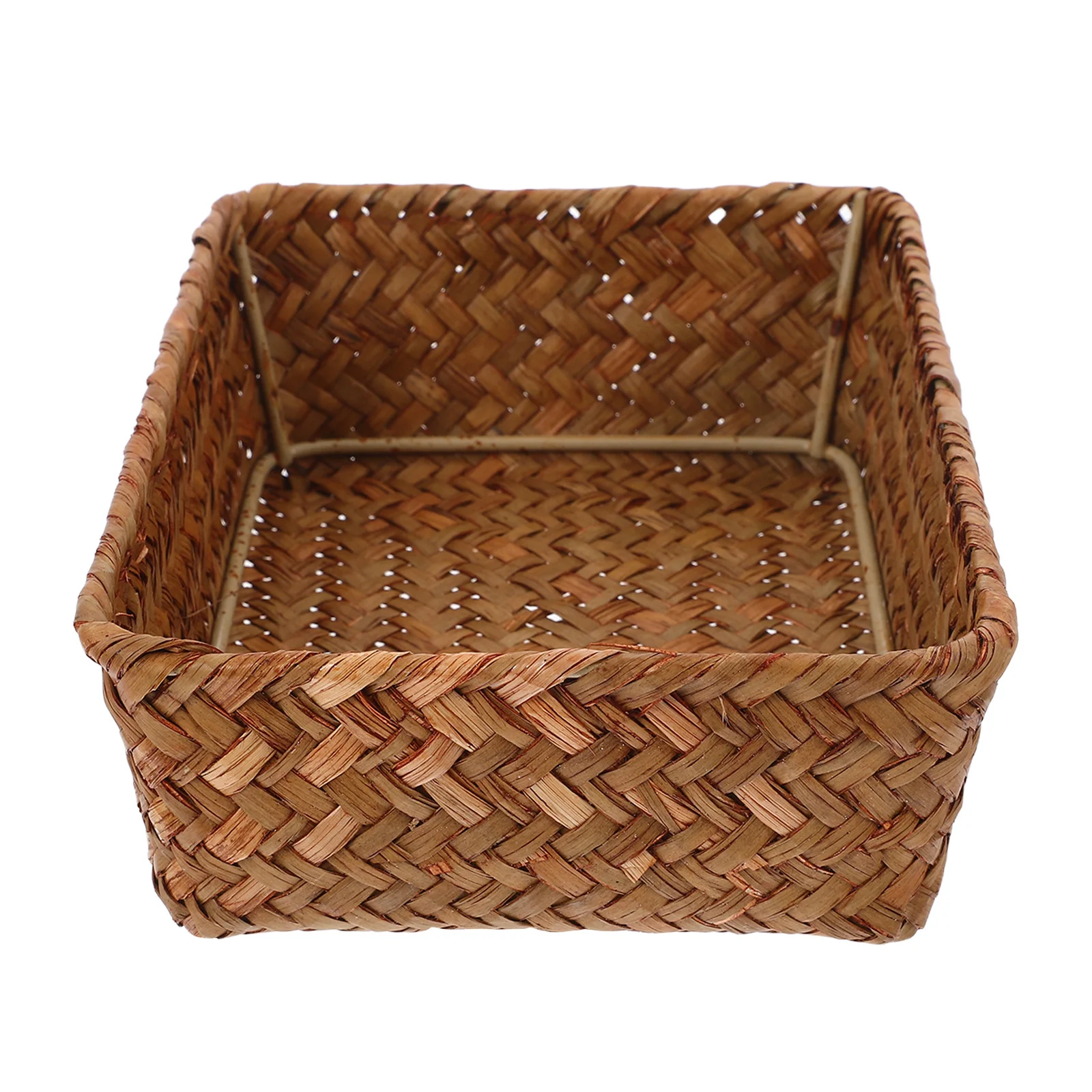 

Grass Woven Basket For Silverware Cutlery Organizer Kitchen Bathroom Storage Sundries Holder Narrow Utensil Box Container