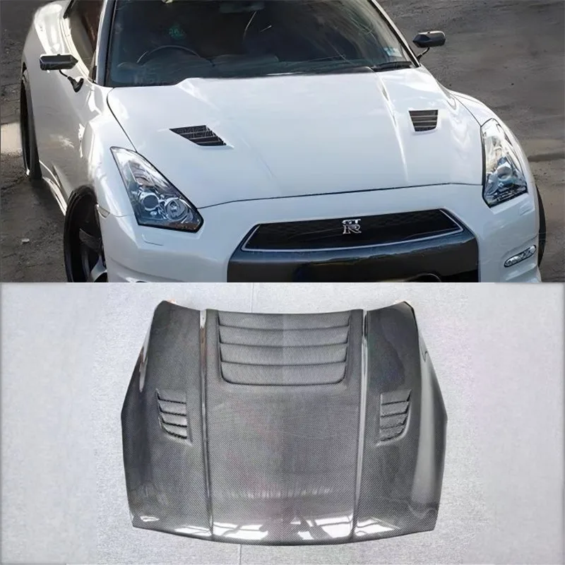 

For GTR R35 2008-2016 ReaI Dry Carbon Fiber Hood Engine Cover Hood Car Headliner Hood Cover Upgrade Auto Parts Kit