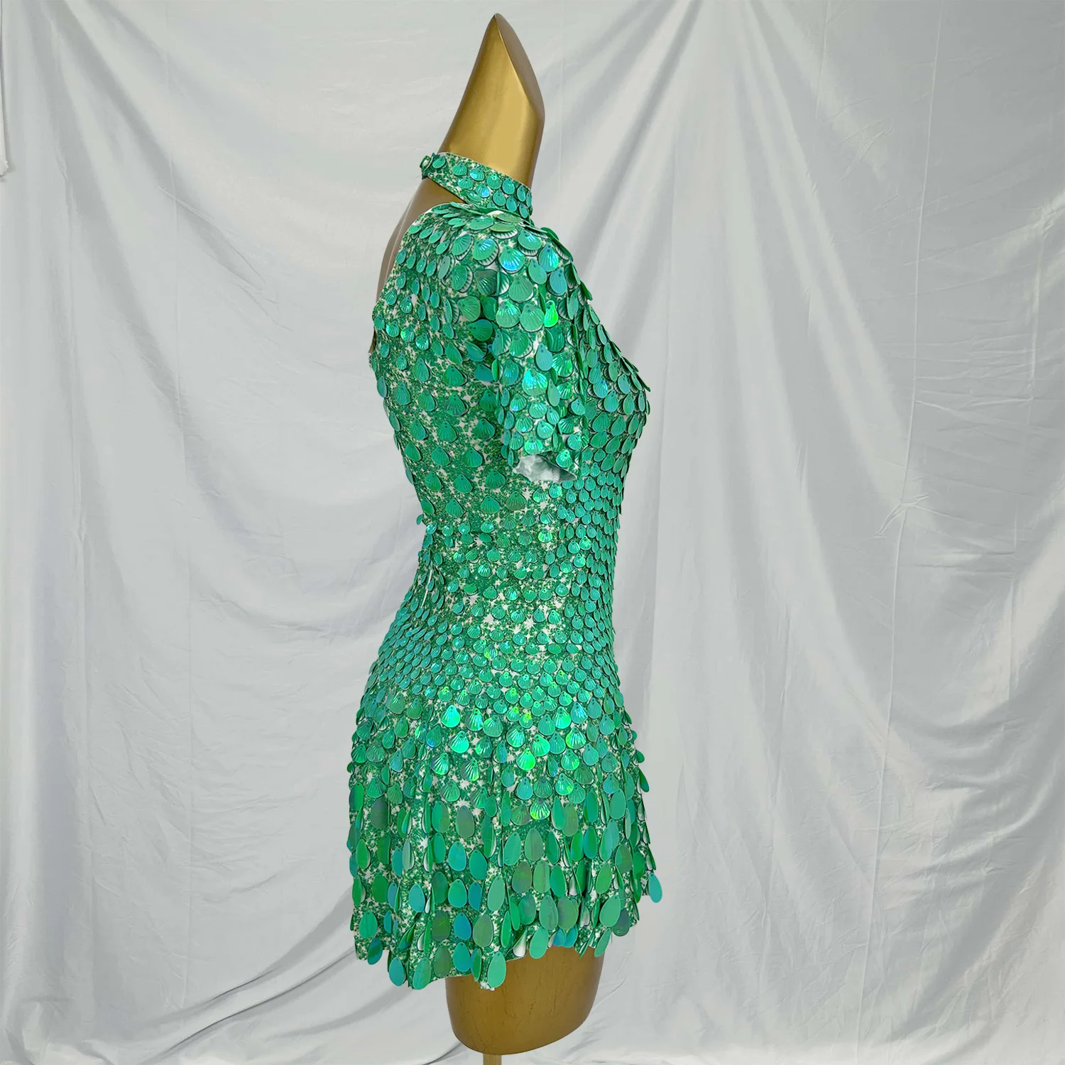 Jinsique sexy glanzende shell pailletten bodysuit jurk luxe hoge kwaliteit nachtclub dansvoorstelling kleding verjaardagsfeestje jurken