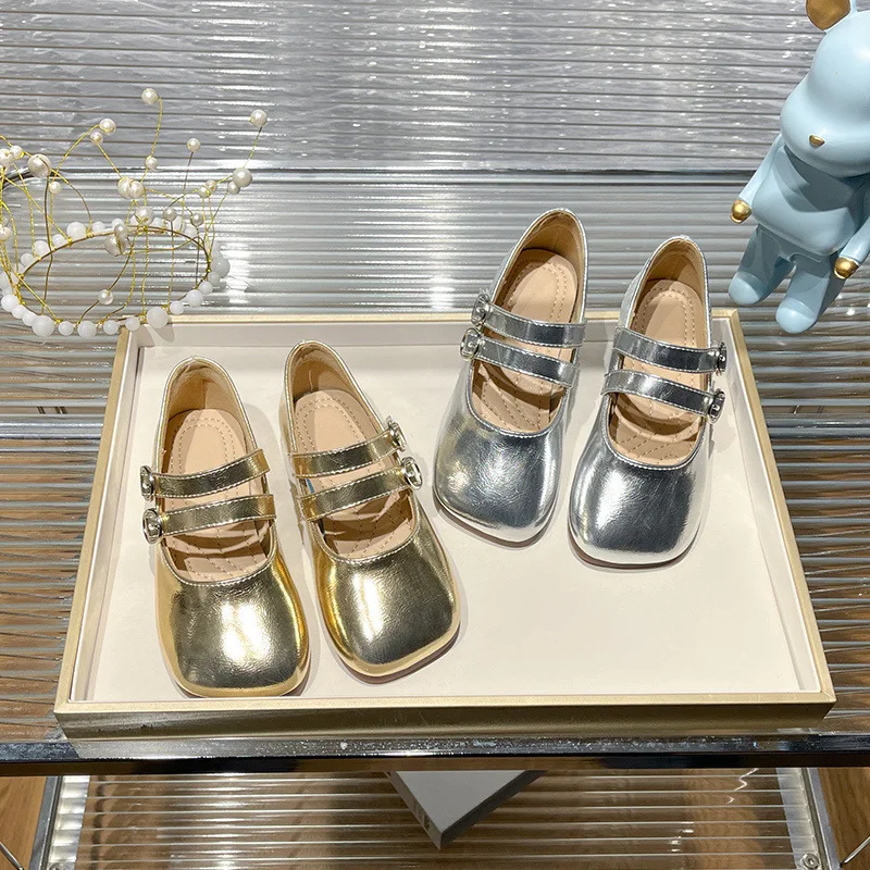 Girls Princess Shoes 2023 Spring Kids Fashion Mary Jane Dress Dance Flats Baby Children Sandals Ballet Gold Brand Soft Sole