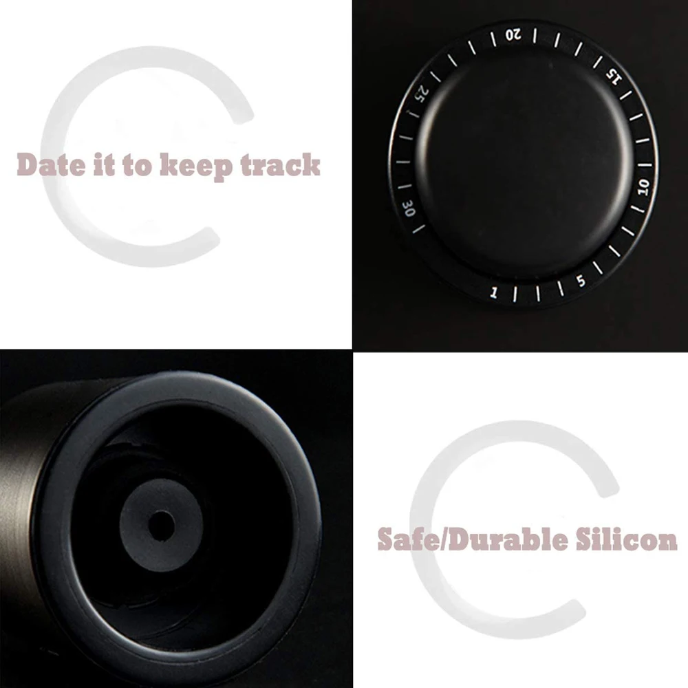 

Vacuum Wine Saver Stopper with Integrated Date Ring Lets You Record Bottle Opening Time Maintains Wine Without Refrigeration