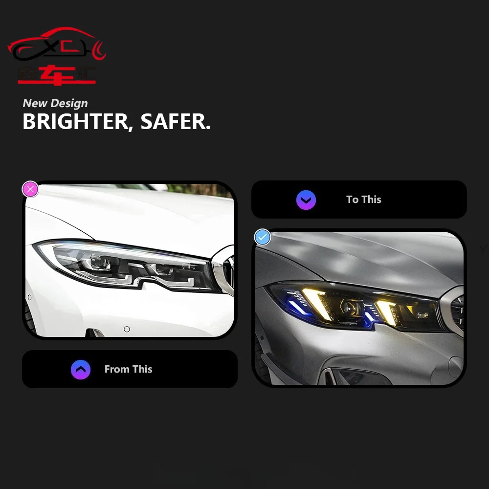 

2PCS Auto Parts Headlights For BMW G20 2019-2021 upgrade Laser Style M3 LCI Daytime Lights LED Projector Accessories Modified
