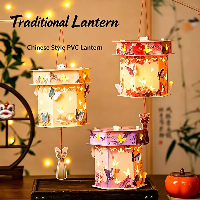 Eco-Friendly Traditional Chinese Handheld Paper Lantern DIY Kit with LED Light for Family Party Craft Activity