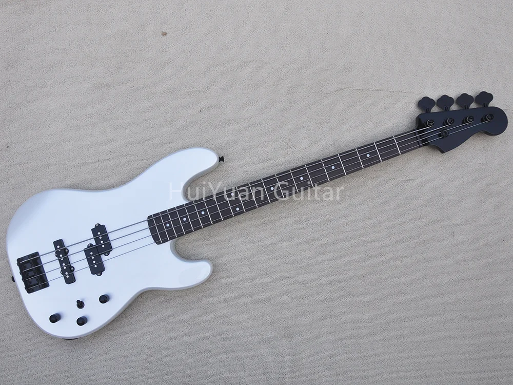 4 Strings Silver Electric Bass Guitar with Rosewood Fretboard,Customizable