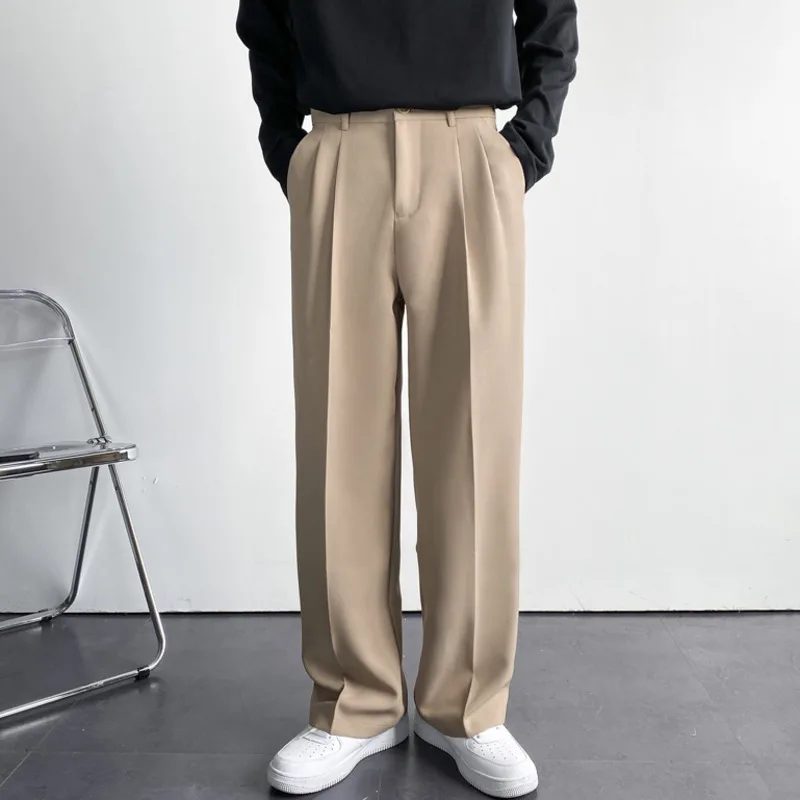 

Spring and Autumn Korean Dropped Straight Suit Pants for Men's Loose Korean Casual White Wide Leg Pants and Floor Mops