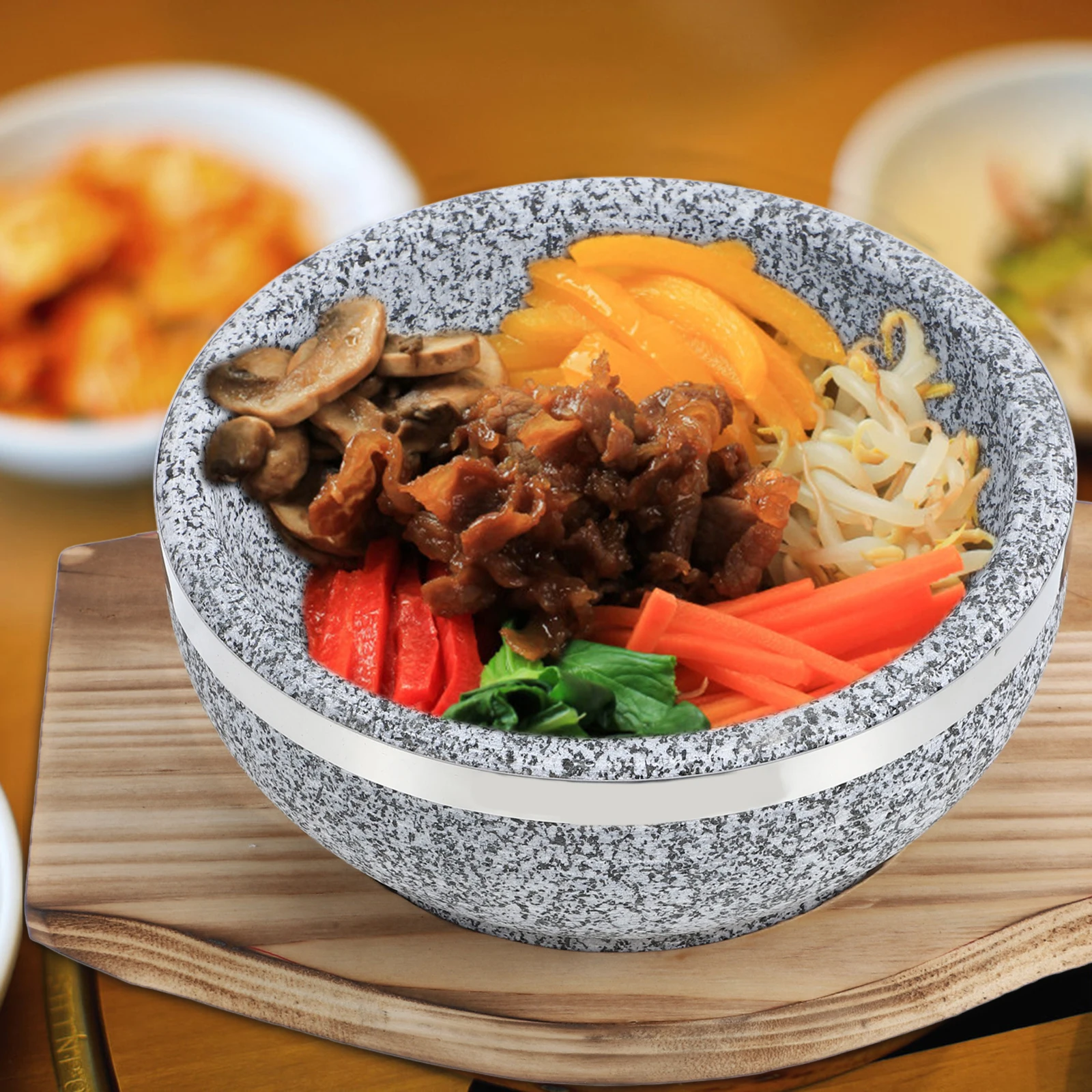 

16pcs Bibimbap Household Cooking Pot Stone Pot Natural Granite Cooking Ware Stew Soup Kitchen Bibimbap Stone Bowl Bowl