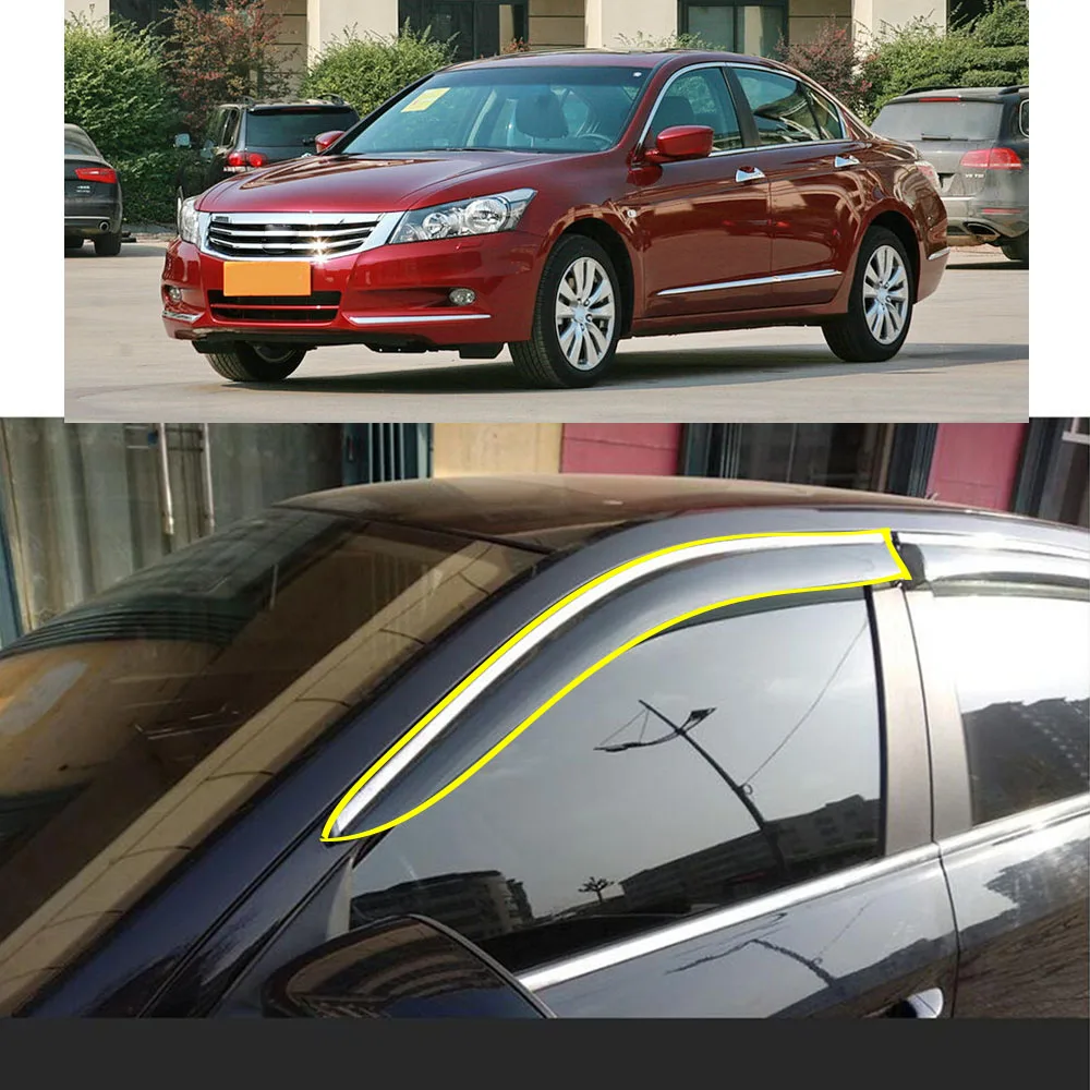 

Car Body Styling Sticker Plastic Window Glass Wind Visor Rain/Sun Guard Vent For Honda Accord 8th 2008 2009 2010 2011 2012 2013