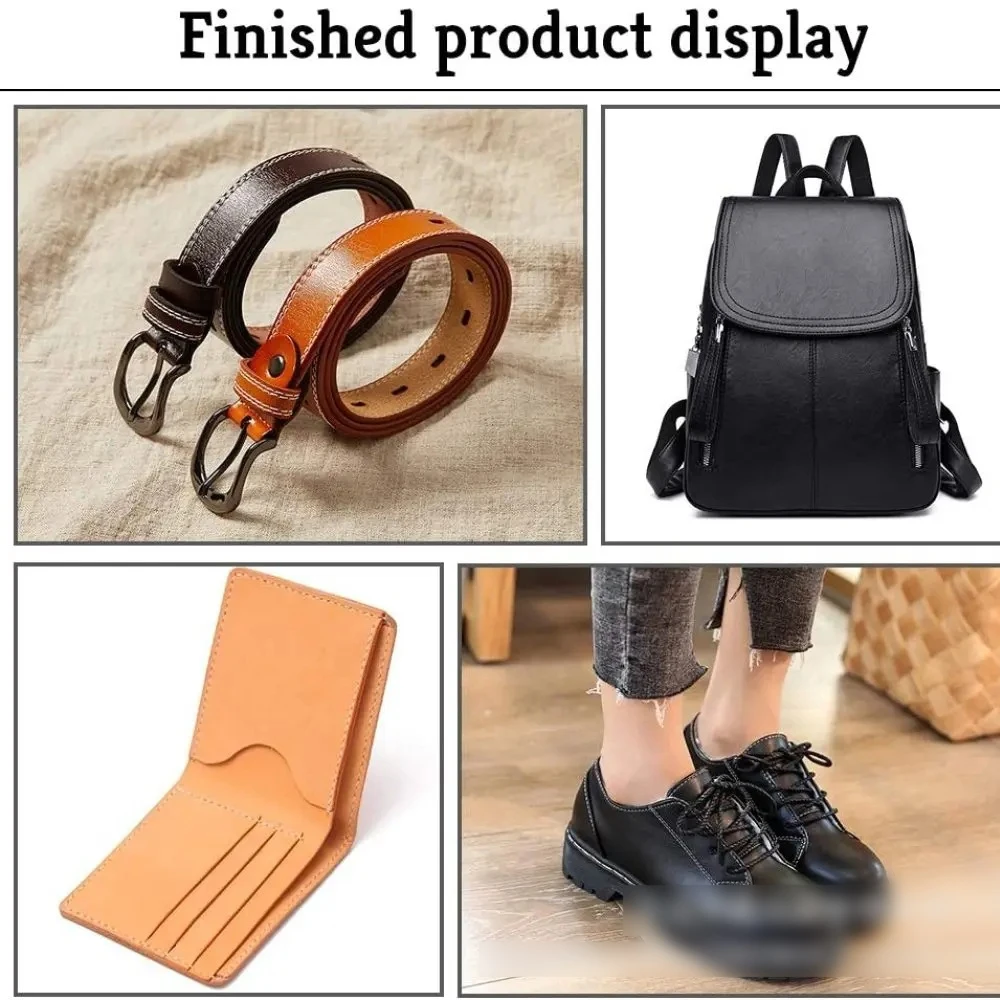 DIY Leder Nähset Leder Nähen Ahle Nadel mit Kupfer Griff Set Leder Leinwand Zelt Schuhe Reparatur Werkzeug 3-farbiges Faden – Detail 13
