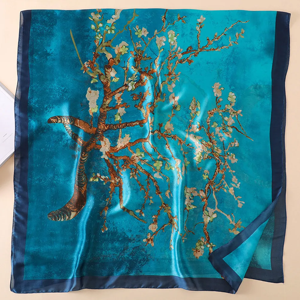 

Imitation Silk Scarf Lightweight Printed Pattern Shawl Women Ethnic Style Sun protected Beach Wrap Fashion Versatile