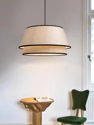 Modern Fabric Ceiling Chandelier Lighting Bedroom Restaurant Kitchen Nordic Pendant Light Living Room Decor Lustre Lamp Fixtures