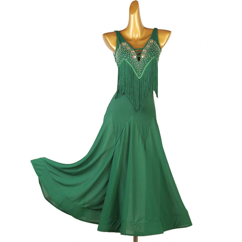 

Dance competition dress Women's high-end diamond customized sexy fishtail long dress Latin dance professional performance dress