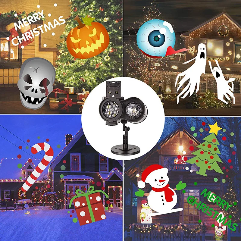 Party Light Stage Christmas Projector Outdoor Rotating Christmas Pattern LED Stage Lights Outdoor Night Lighting Christmas Decor