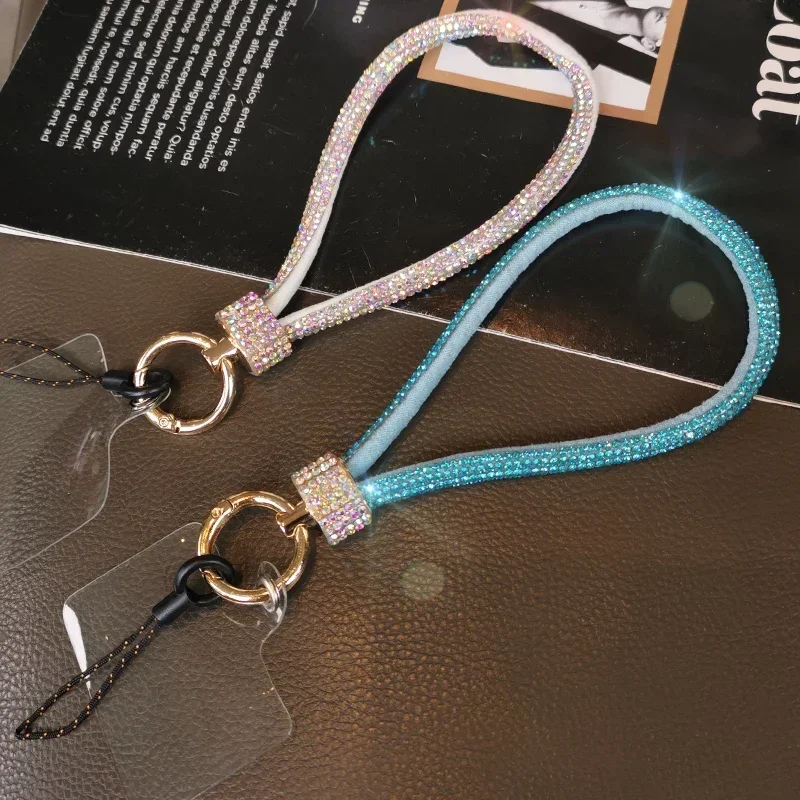 Mobile Phone Lanyard Wrist Strap Rhinestone Lanyard Metal Phone Case Pendant Hand-held Chain  Phone Charm Strap Charms