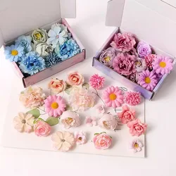 20 pz/lotto Rose fiori artificiali misti fiori finti giardino matrimonio Decora Party Home Room Decor Craft accessorio regalo ghirlanda fai da te