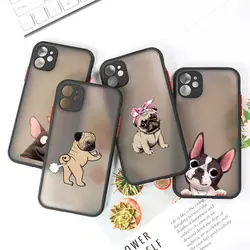 Funny Pug Dog Luxury Armor Matte Apple Case For iPhone 15 13 14 12 11 Pro Max XS 7 8 Plus Mini Clear Fundas Cover French Bulldog
