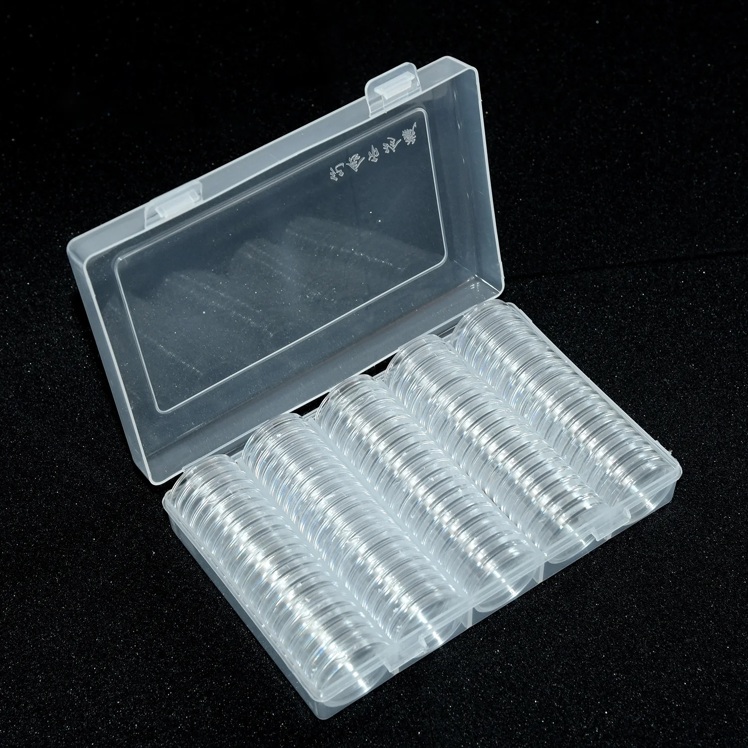 100Pcs Dia 27mm Round Cases Coin Storage Capsules  + 1Pc Plastic Storage Box Organizer For Coin Collection Coin Case Organizer