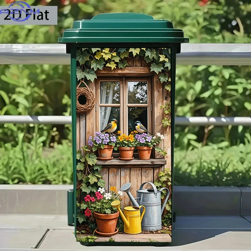 2D Flat Printing 1pc Trash Can Sticker  