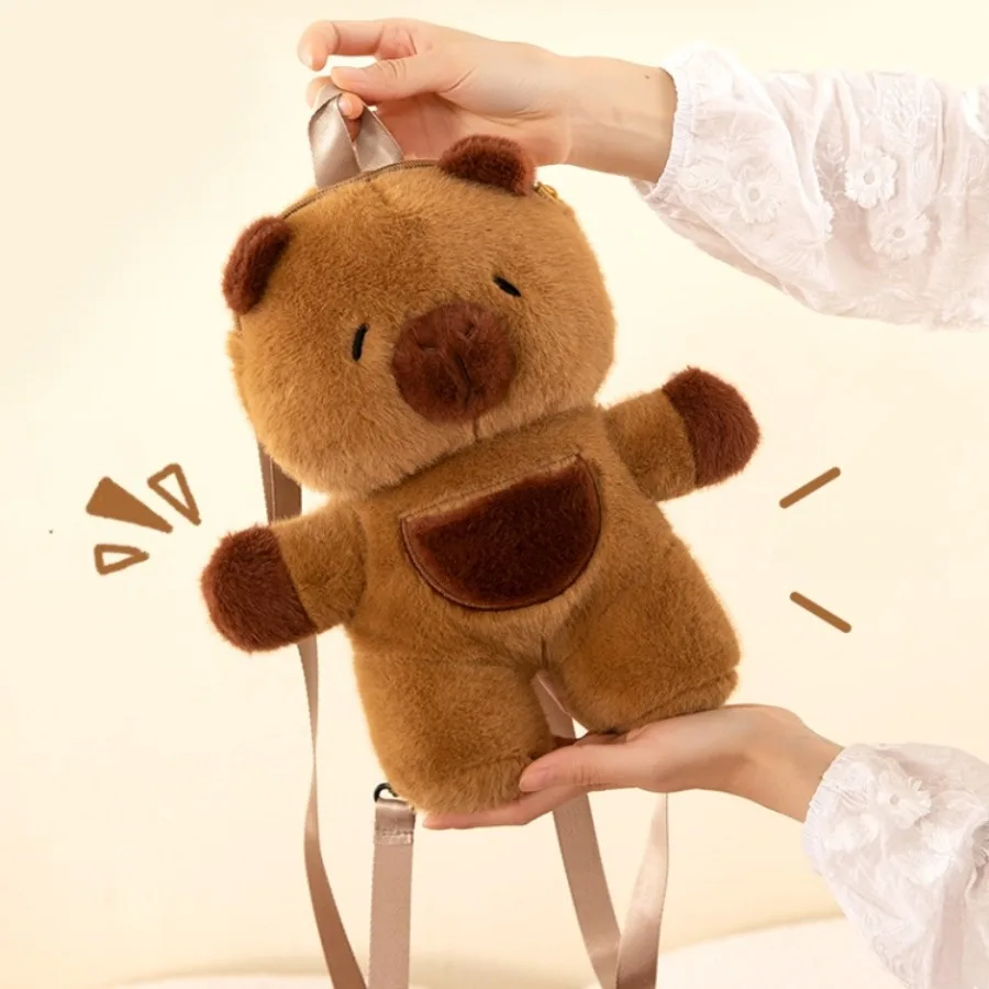 Kids Capybara Doll Plush Backpack Kawaii Animal Plushie Toy Fur Bag Children's schoolbag Mini Knapsack Bags Gifts for Girlfriend