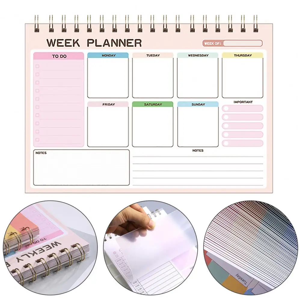 Goal Planner with Schedule Weekly Notepad for Organizing Tasks Efficient Weekly Planner Notepad for School Office Home