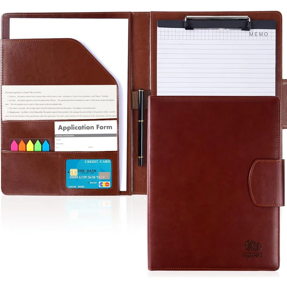 

PU Leather Padfolio,A4 Leather Folder Binder Storage Clipboard with Magnetic Closure Cover,Business Resume Folder with Luxury Pe