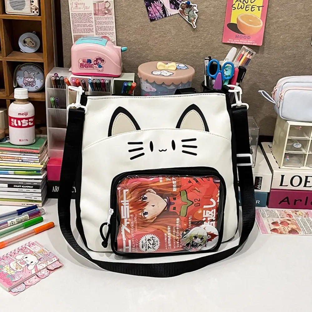 Zipper Bag Kawaii Cat Itabag Nylon Idol Merchandise Storage Transparent Pocket Backpacks Cotton Doll Bag Fashion Backpacks Girl