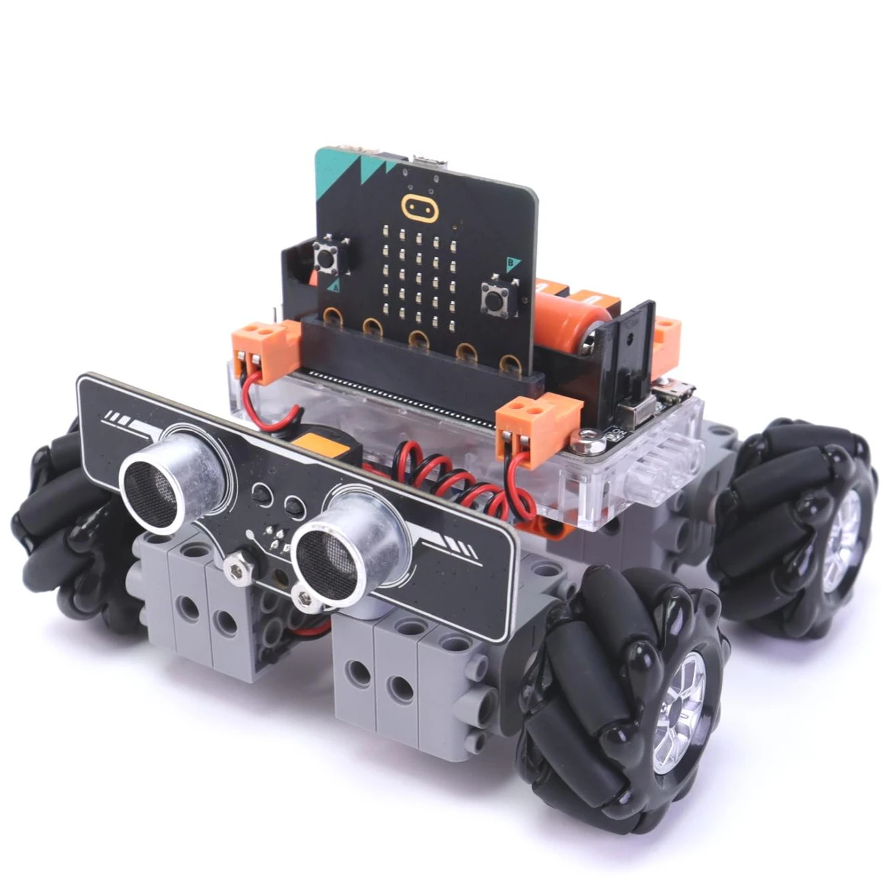 Educational 4WD Mecanum Track Robot Chassis Following & Obstacle Avoiding Car Starter Science Kit For Microbit Controller Board