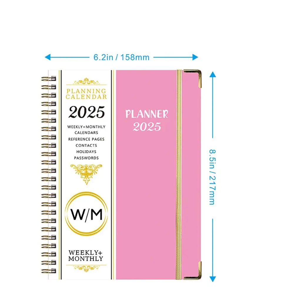 with Index Tags Coil 2025 Planner Notebook Daily Plan Diary Notepad A5 Agenda Notebook Academic Weekly Agenda 365 Days