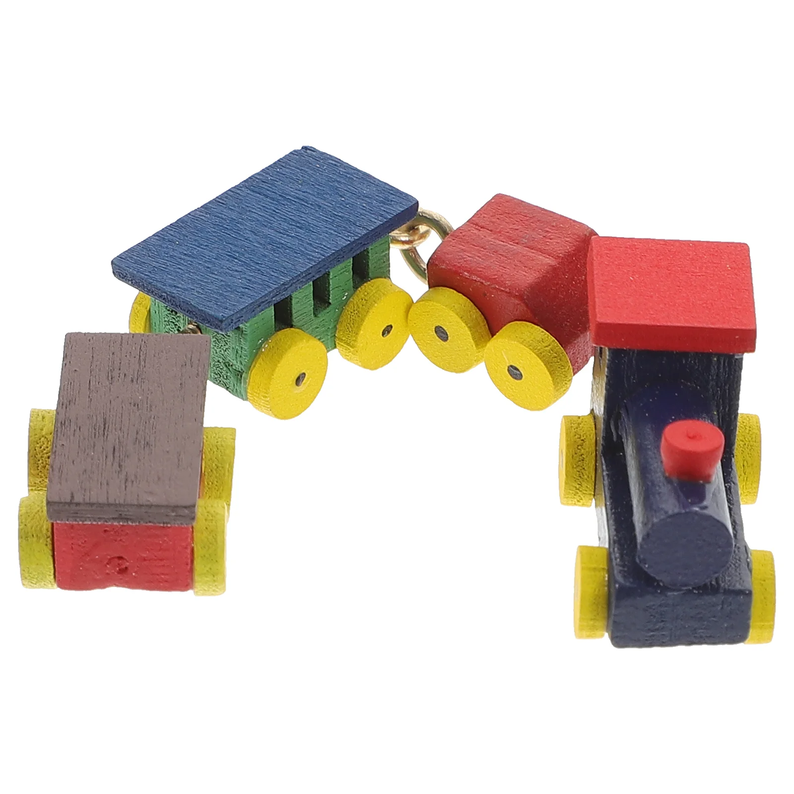 Dollhouse Train Decor Home Miniature Model Cartoon Ornament Toy for Kids Wooden Adornment