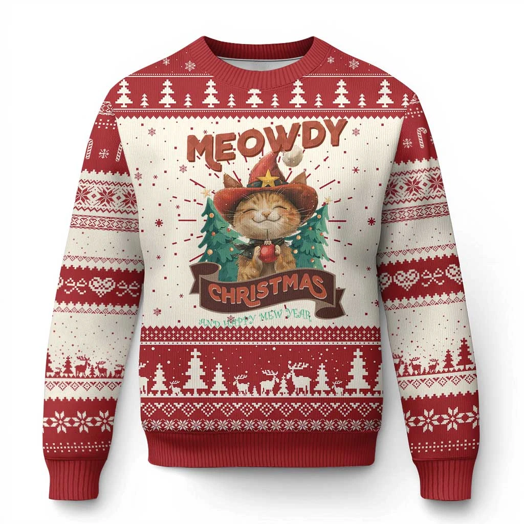 

Cartoon Cat Christmas Tree Pattern 3D Printed Mens Ugly Christmas Sweater Winter Unisex Casual Warm Knitwear Pullover Women Tops