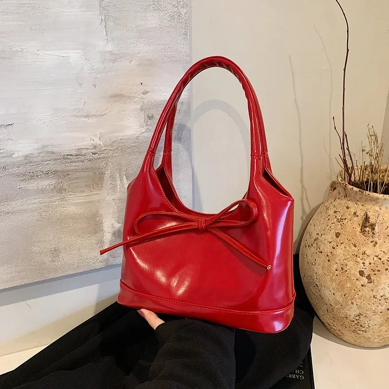 

Valentine's Day Niche Bow Bucket Bag 2025 New High-end Feeling Armpit Bag Commuting Hand-held Tote Bag Sac Fashion Une Épaule