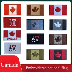Canada Flag Embroidered Velcro Flag Morale Badge Backpack Patches for Self-adhesive Clothes Clothing Patch Military Sewing Iron