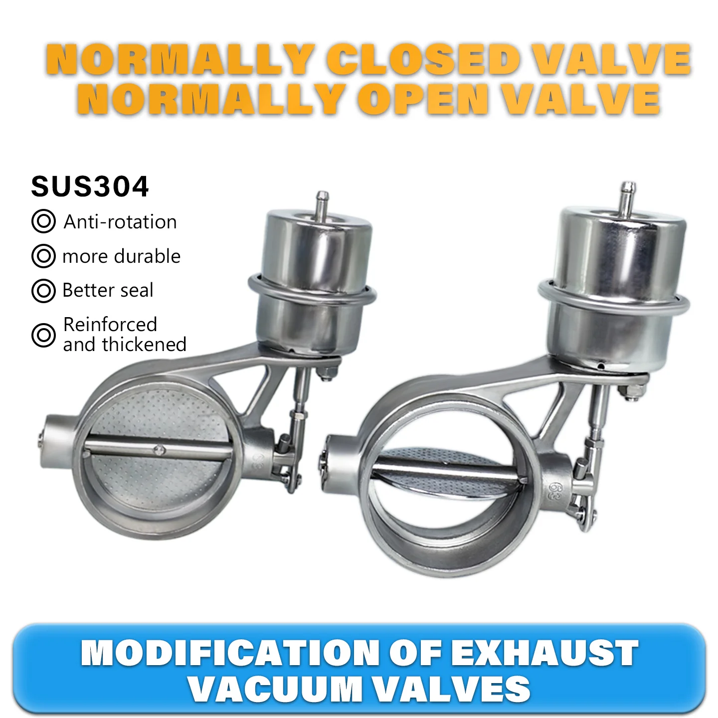 Vacuum Valve for Car Exhaust Pipe Modification, 51/60/63/70/76mm, Normally Open/Normally Closed Body, Stainless Steel Material
