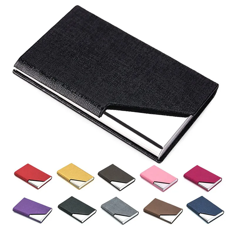 

1pcs Business Name Card Holder with Magnetic Luxury PU Leather&Stainless Steel Multi Card Case Card ID Case for Men