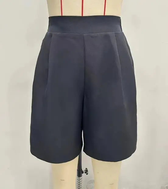 Spodnie damskie na lato 2025, jednolite, z wysokim stanem, plisowane, luźne, z prostymi nogawkami, codzienne, proste, uniwersalne szorty.