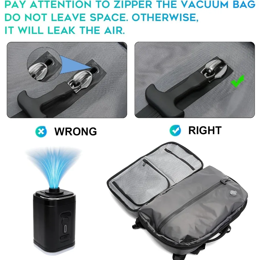 بانج فراغ ضغط حقيبة السفر 60L حقائب ظهر قابلة للتوسيع مع مضخة هواء مقاوم للماء ومضاد للسرقة حقيبة كمبيوتر محمول ل مرحبا #2