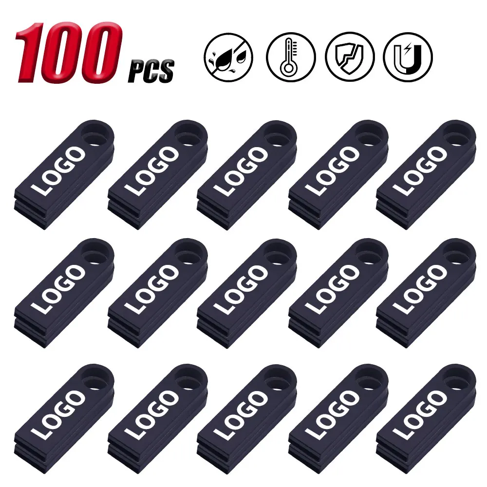 

100PCS/lot Metal Pen Drive 64GB 32GB 16GB USB Flash Drive 8GB 4GB U Disk Key Stick 2GB 1GB 128MB 256MB Memory Pendrive Free Logo