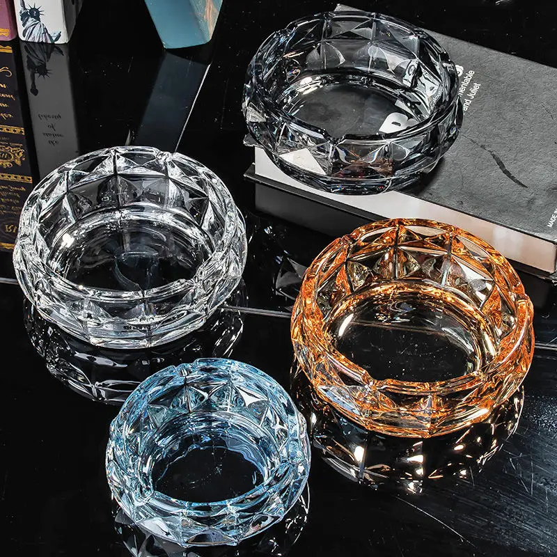 Nordic Home And Office Ins Popular Diamond Crystal Glass Ashtray Portable Decorative Cigar Ashtray Holder 재떨이 smoke tray