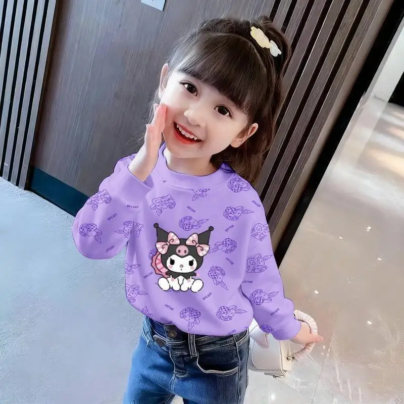 

Sanrio Kuromi My Melody Girls Hoodie Sweatshirt Cute Rabbit Print Casual Top Spring Autumn Ins Style Children Clothing Kawaii