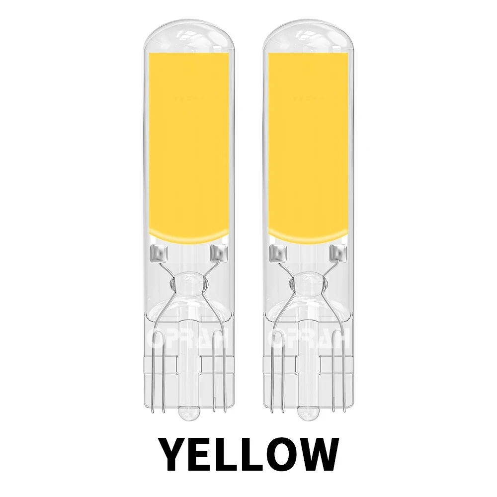 2X T10 W5W 194 T15 W16W Led-lampen Leeslampen COB Auto Remlicht Glas Saffier Drive-gratis Lichtkoepel Amber 12V Wit 6000K