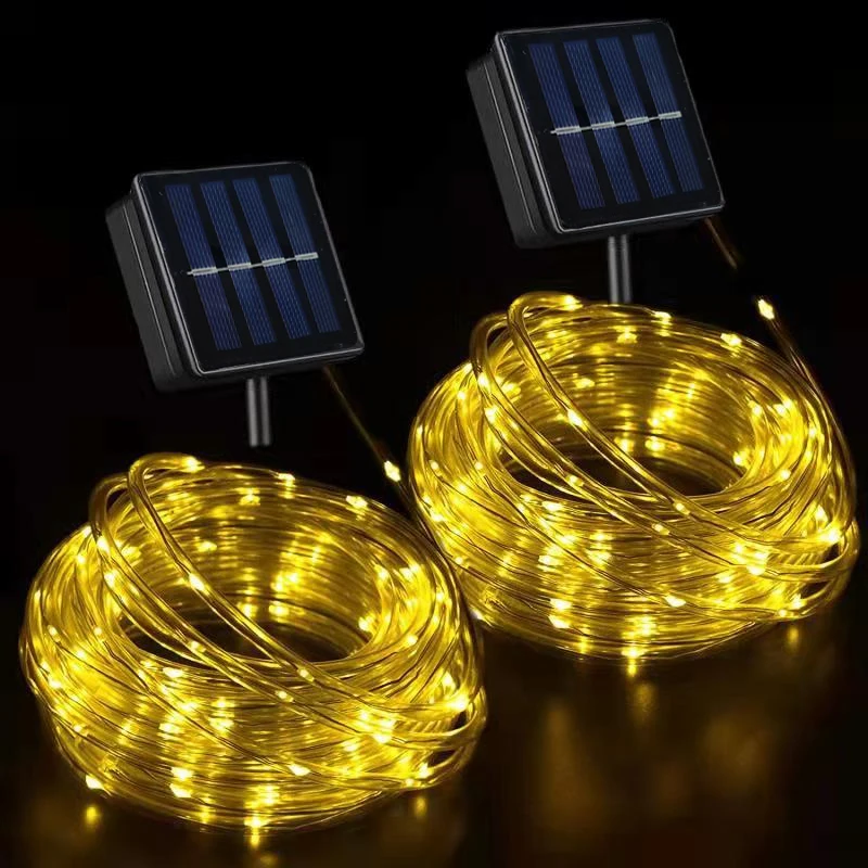 Solar Rope Lights Solar LED Light Path Deck Outdoor Garden Solar String Lights Waterproof Outdoor Lighting Strips 8 Light Modes