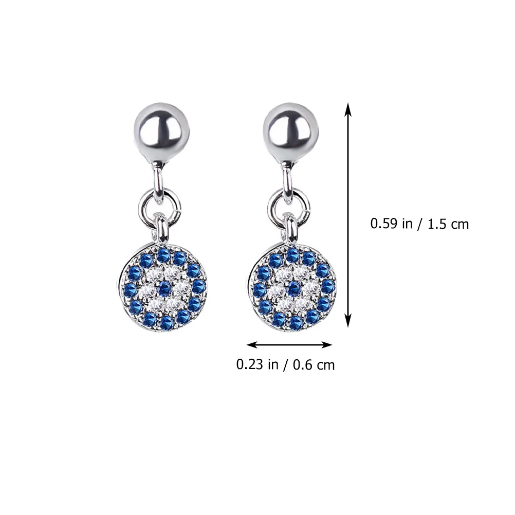 1 زوج شيطان العين حجر الراين أقراط النحاس موضة الأذن ديكور الأزرق الفردية المتدلي العصرية هدية حجر الراين قطرة الأذن #3