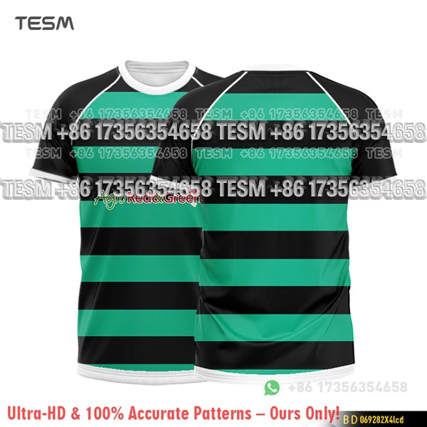 Men Rugby Training Sports T-shirt with 3D Printed Retro Stripes Club Jersey Outdoor Casual Fan Short-Sleeve Top