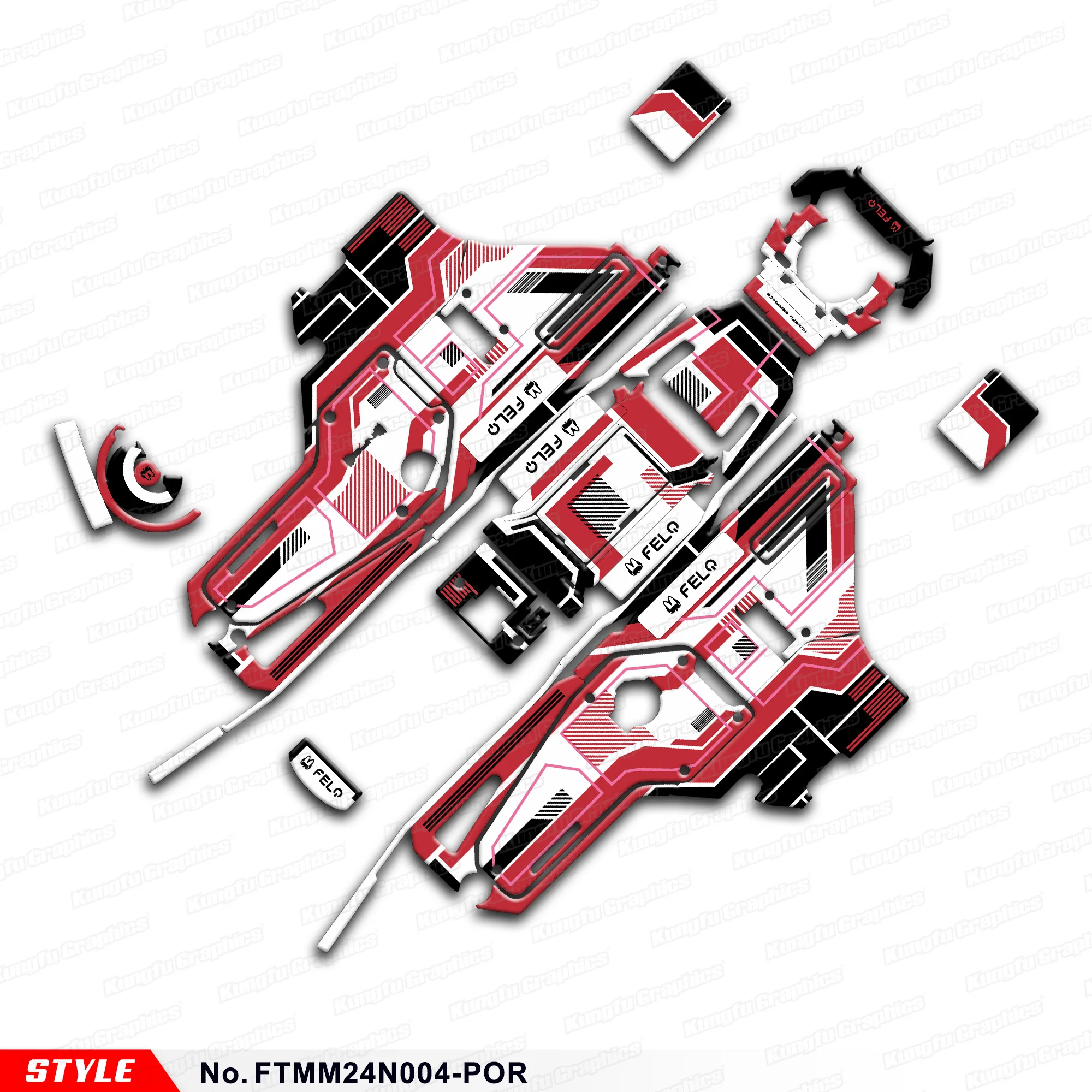 

JY RACING Graphics Decal Kit UV Resistant Laminate for FELO M1 M1-NX MM FELOTOO, Rebuild Kit, FTMM24N004-POR