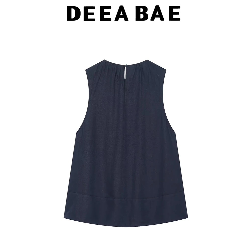 DEEABAE Women's 2026 new summer outfit fashionable and simple pullover loose sleeveless round neck top