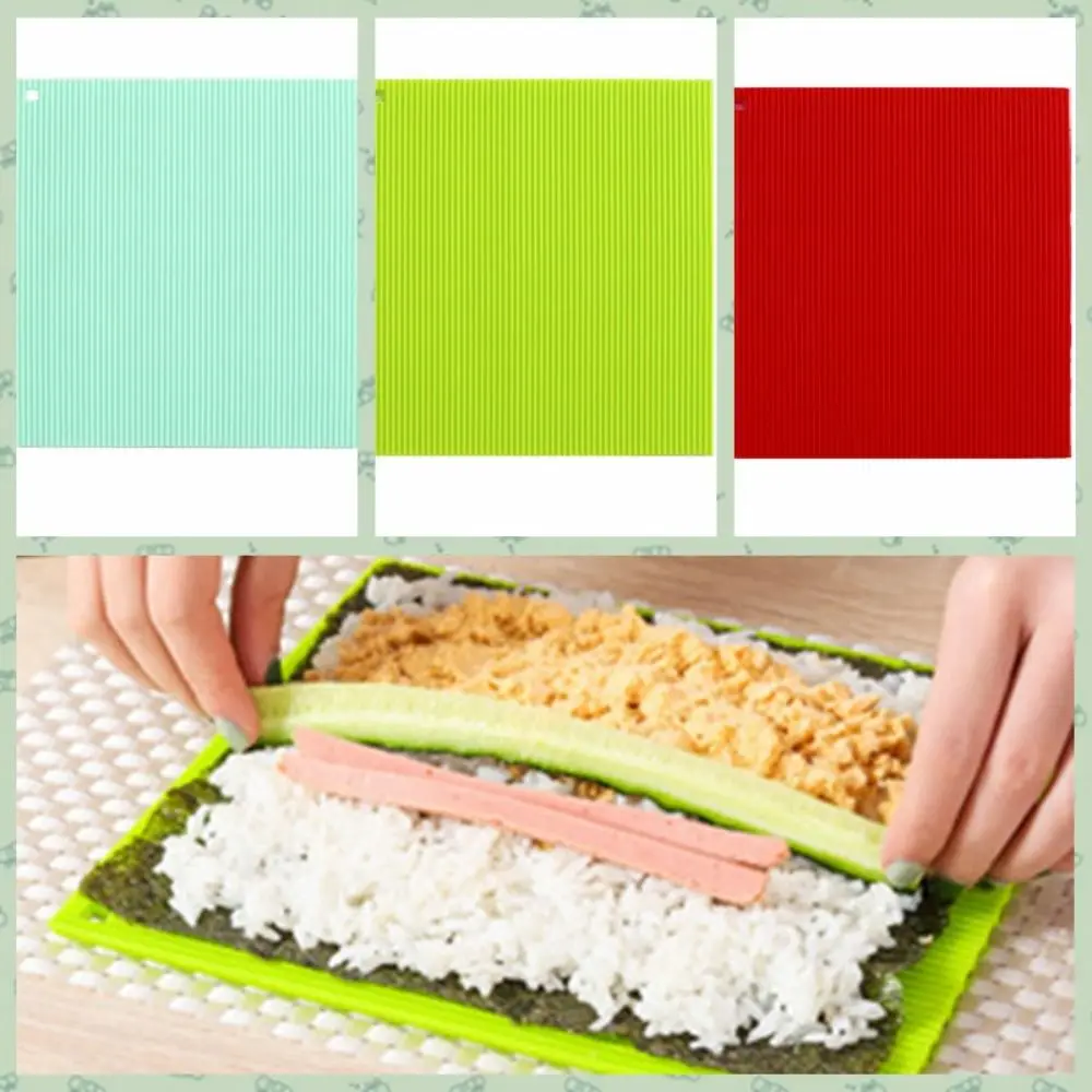 

Food Grade Material Silicone Sushi Roller Mats Hangable Professional Sushi Maker Roller Square Reusable Cake Roll Pad Japanese