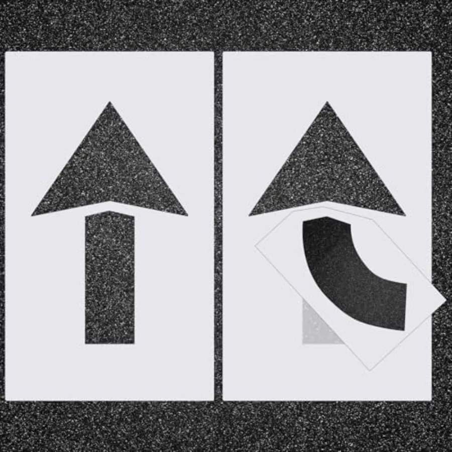 

2 Pcs Parking Lot Arrow Stencil 60" x 36" Pavement Stencils Set Foldable Straight and Turn Combo Arrow Kit for Parking Lot and